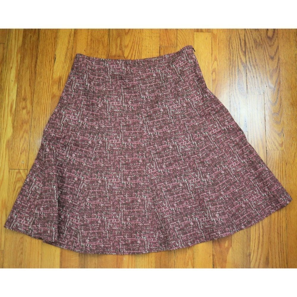 WOMEN'S BROWN & PINK PRINT STRETCH FLARE SKIRT - REBECCA THOMAS - SIZE 10